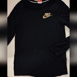Nike Black Shirt with Gold Swoosh